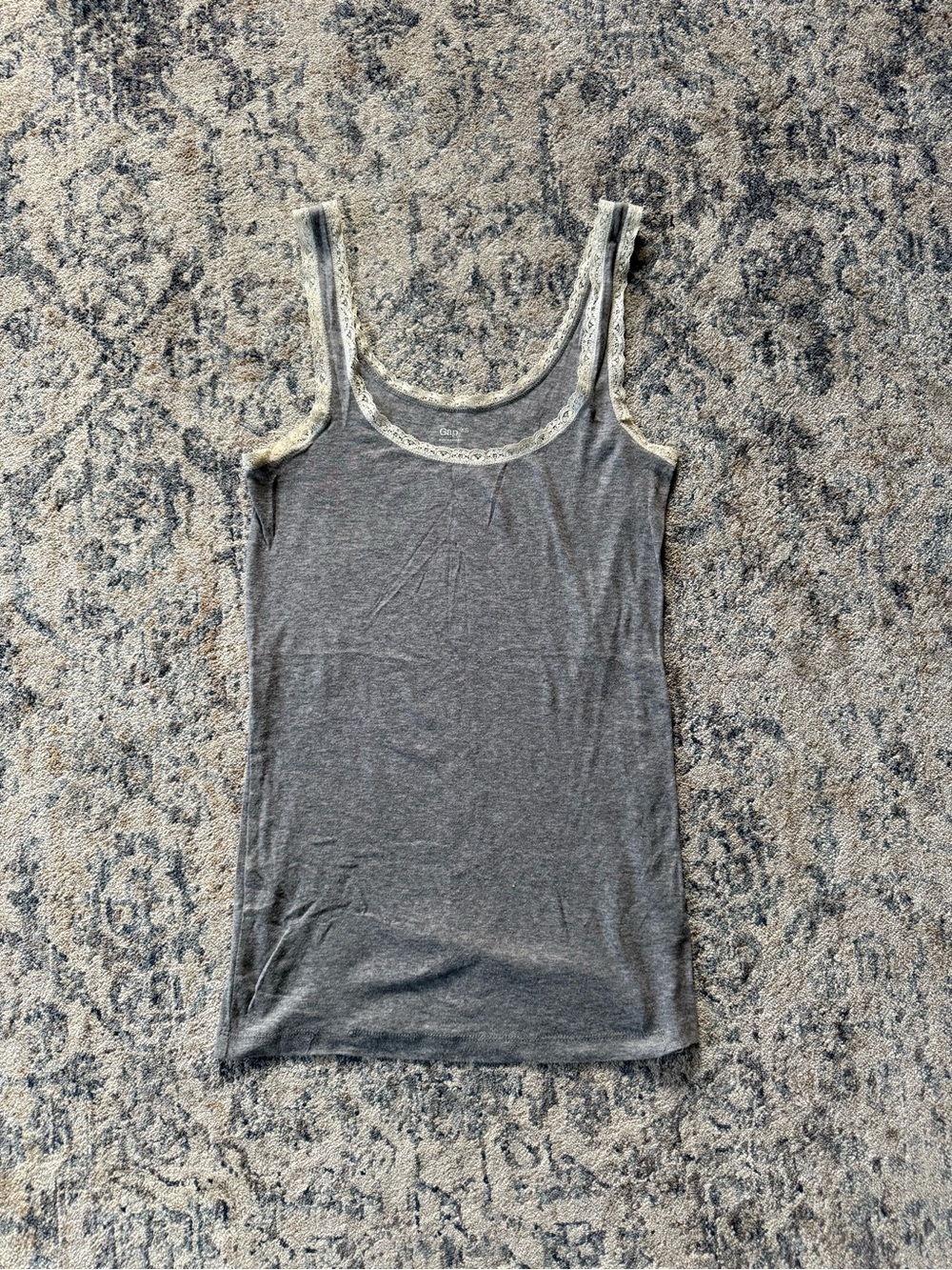 Gap Gray Lace-Trim Tank Top